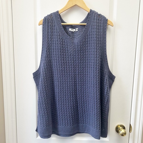 Penningtons Sleeveless Crochet Cotton Sweater Tank with Ribbed Bands Blue 4X NWT - Picture 6 of 16